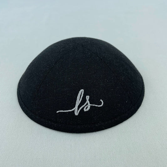 Black Linen Personalised Kippot