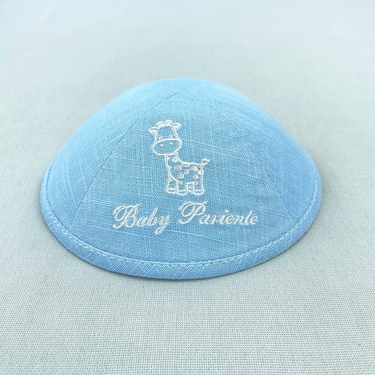 Pale Blue Linen Personalised Kippot