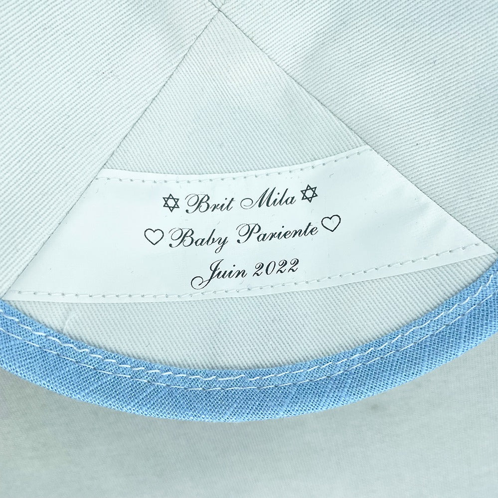 Pale Blue Linen Personalised Kippot