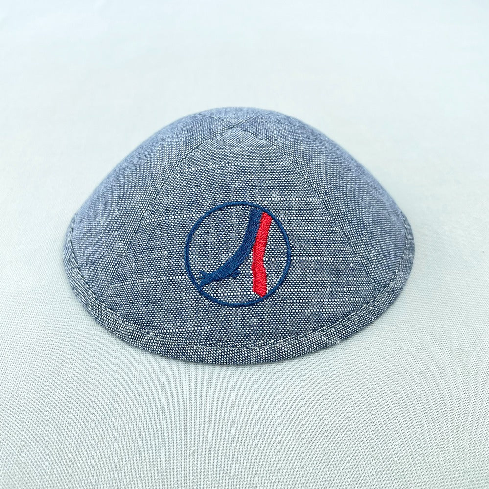 Navy & White Linen Personalised Kippot