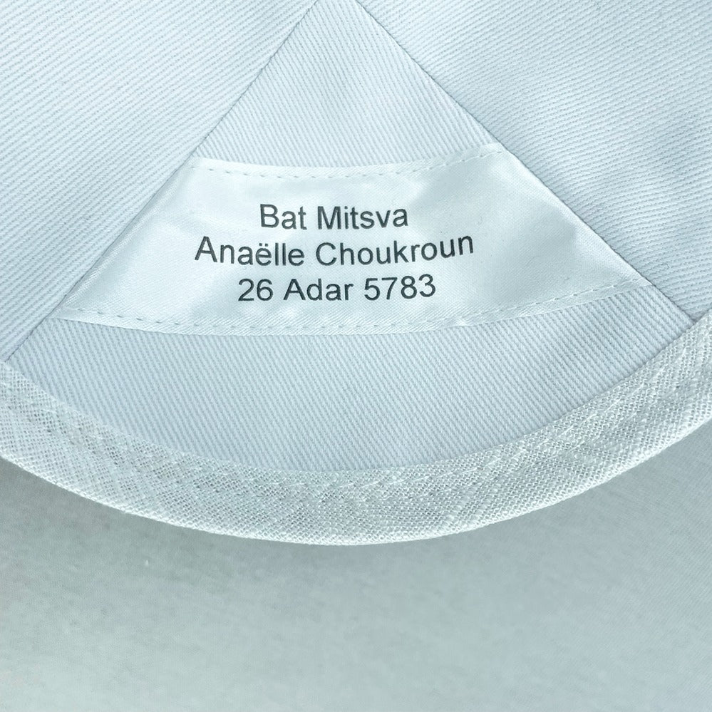 White Linen Personalised Kippot