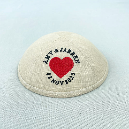 Nude Linen Personalised Kippot