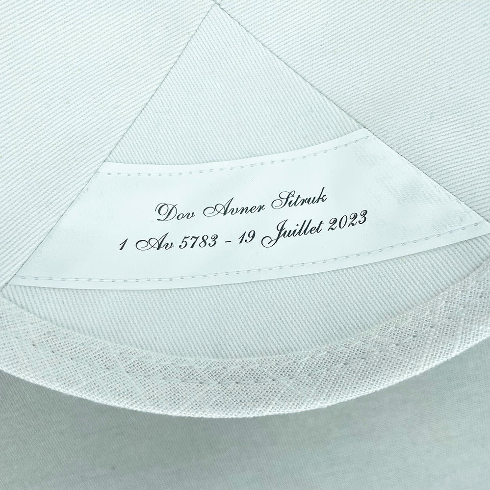 Off White Linen Personalised Kippot