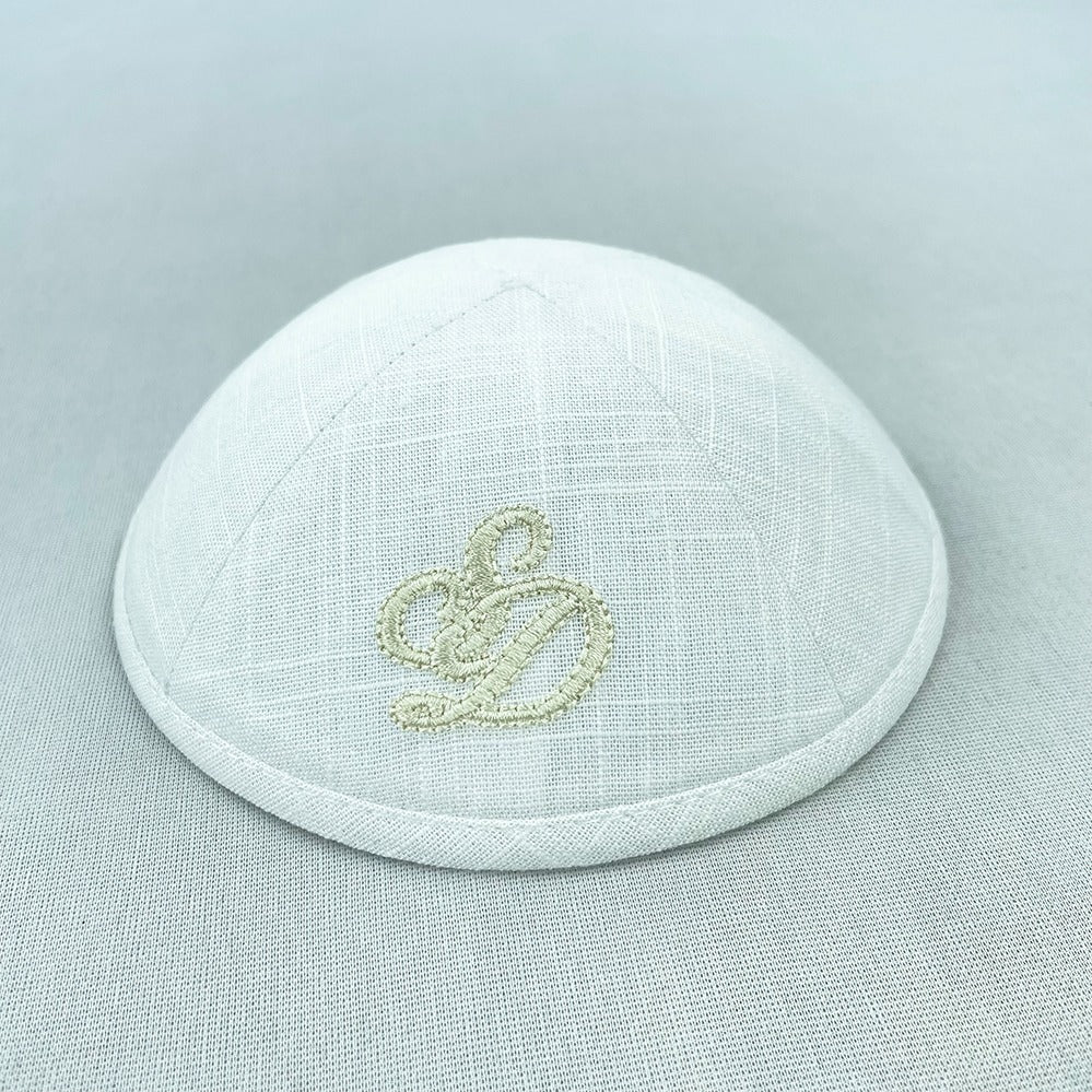 Off White Linen Personalised Kippot