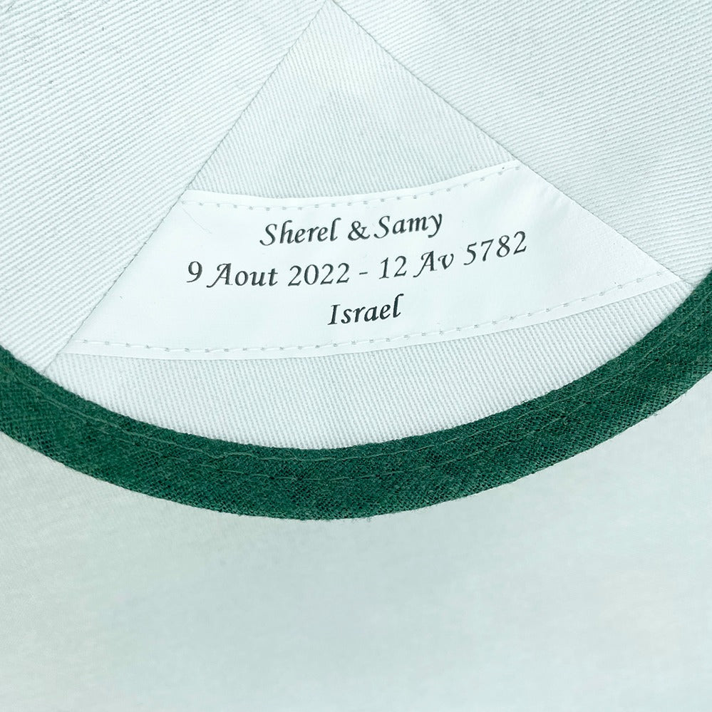 Emerald Green Linen Personalised Kippot