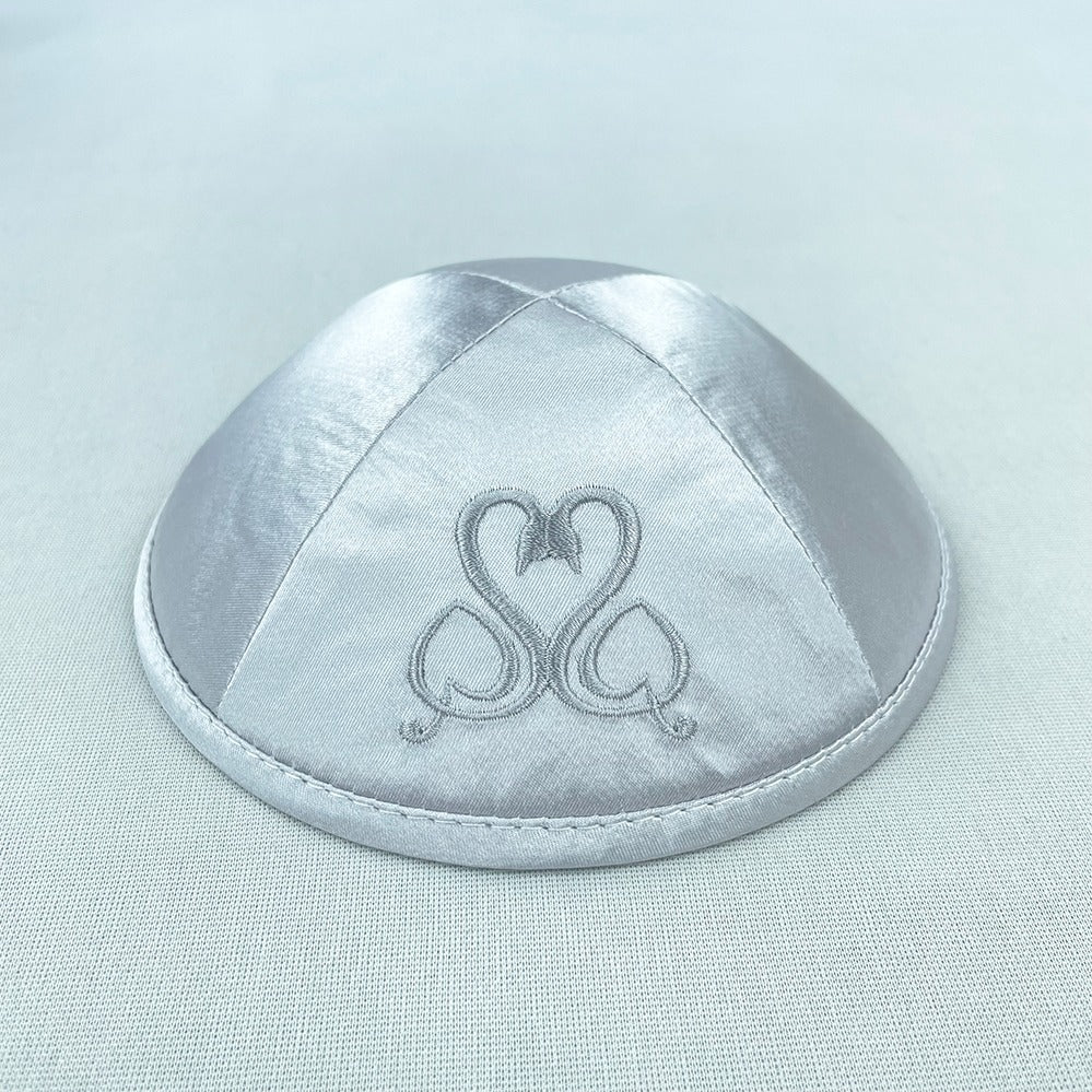 Silver Satin Personalised Kippot