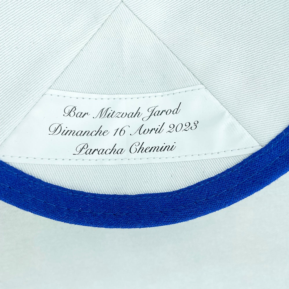 Royal Blue Linen Personalised Kippot