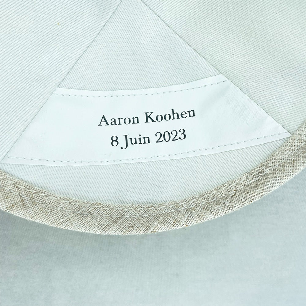 Oatmeal Linen Personalised Kippot