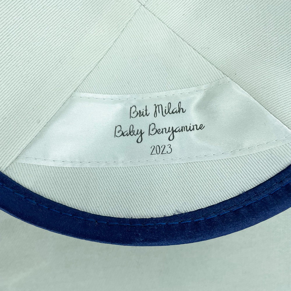 Navy Blue Satin Personalised Kippot