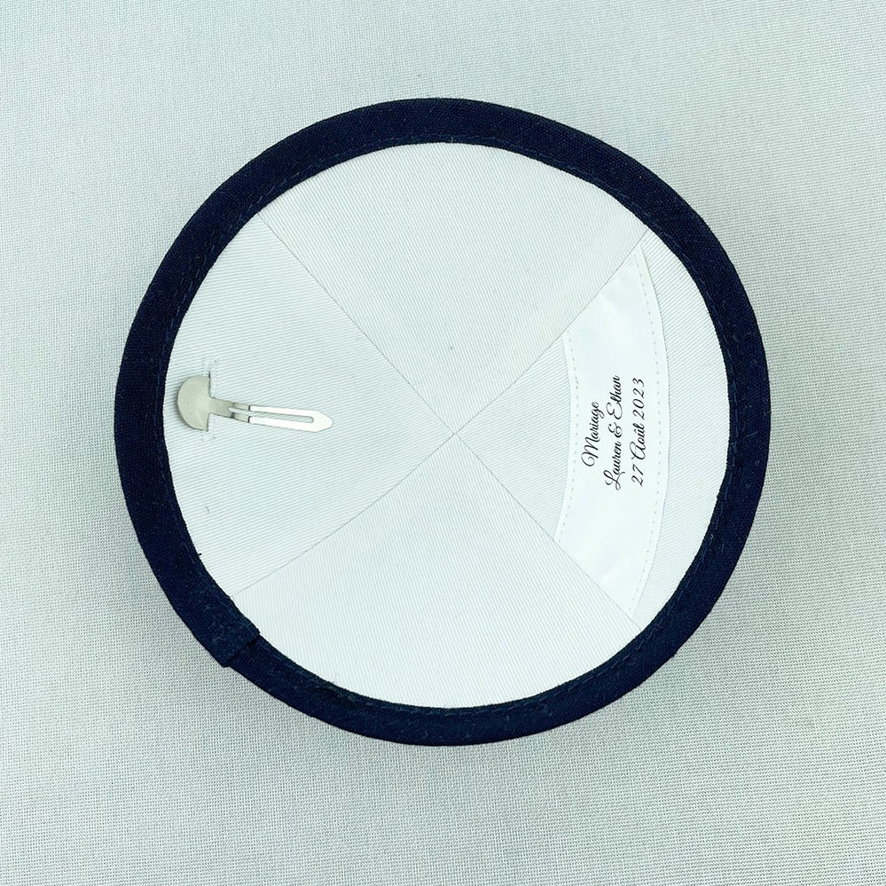 Navy Linen Personalised Kippot