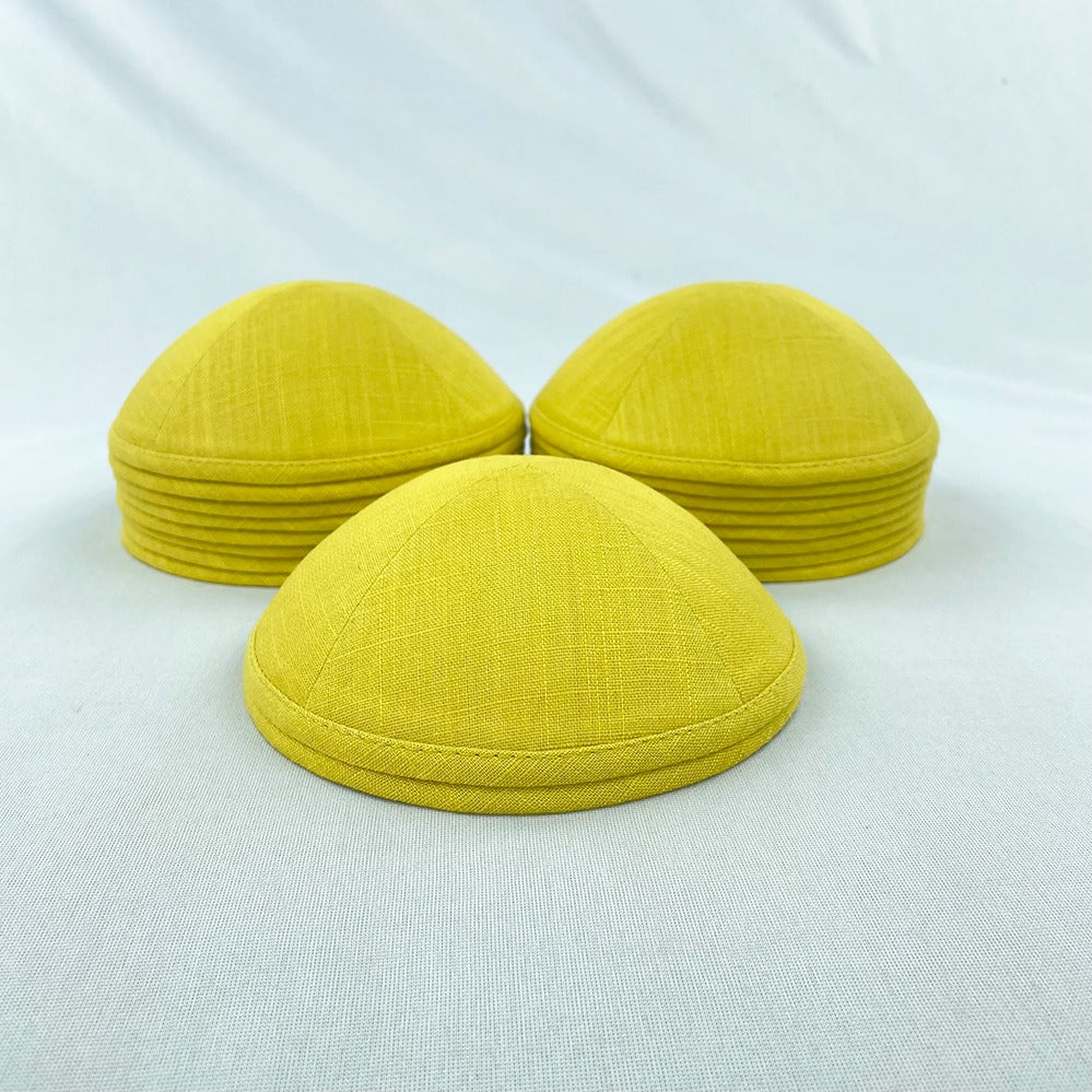 Yellow Linen Personalised Kippot