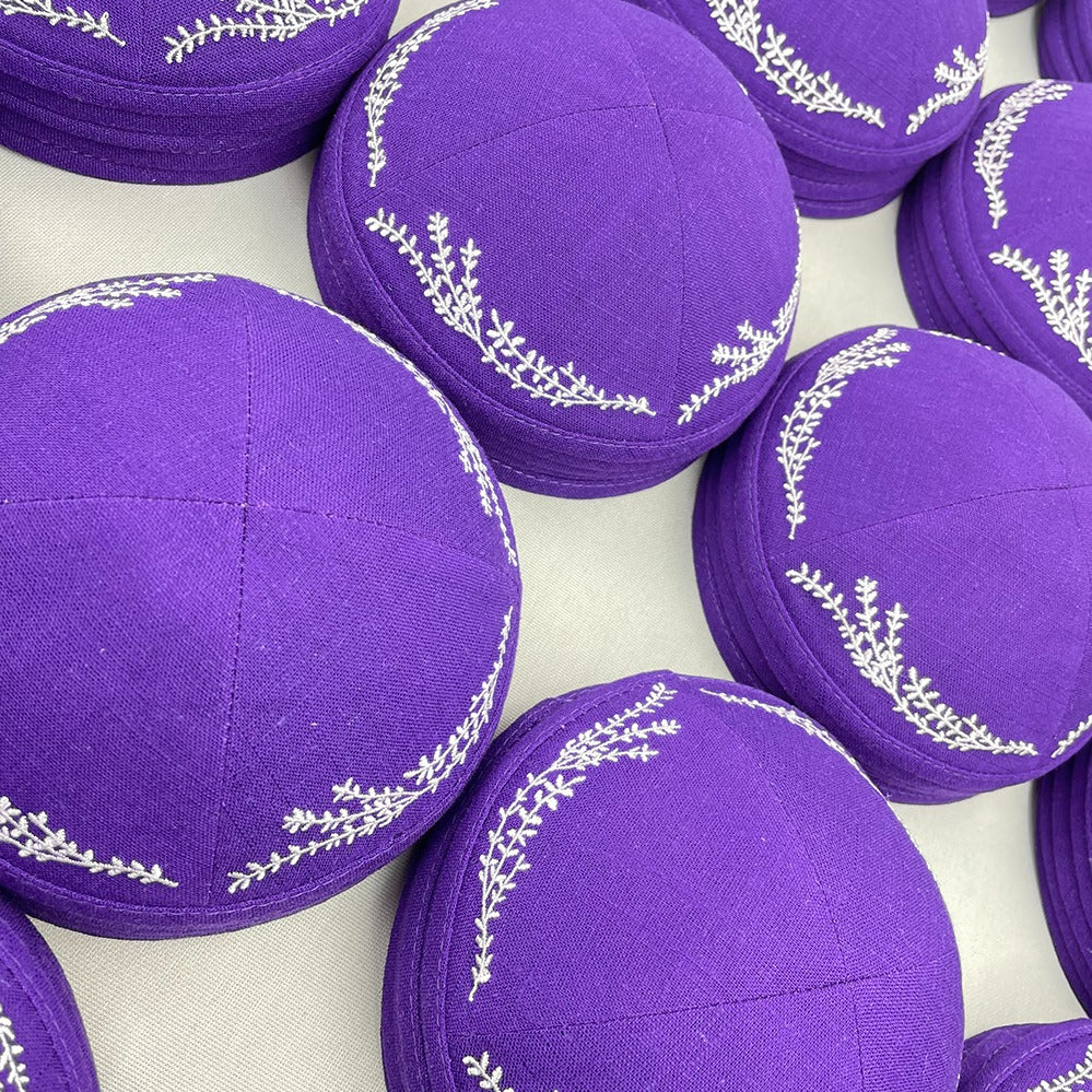 Purple Linen Personalised Kippot