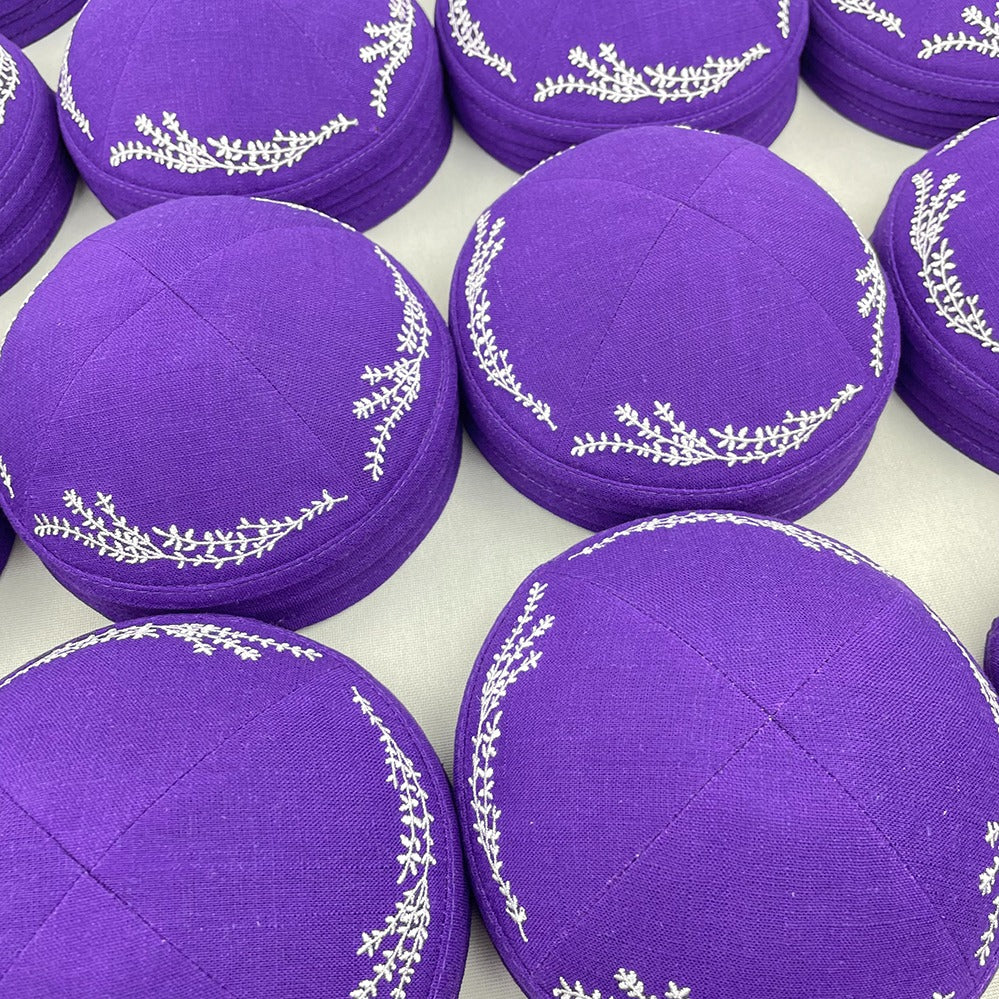 Purple Linen Personalised Kippot