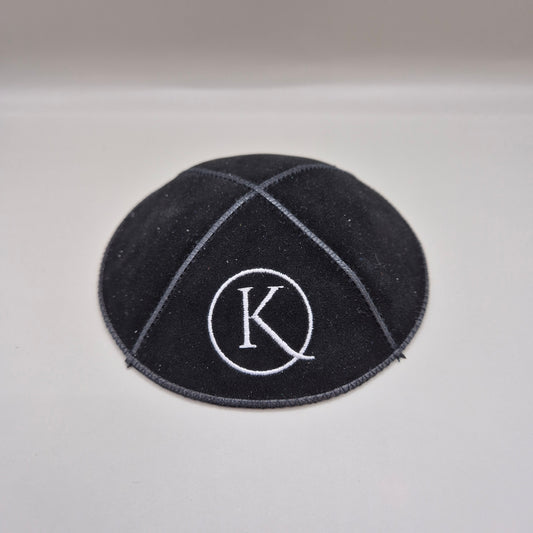 Black Cow Hide Leather Personalised Kippot