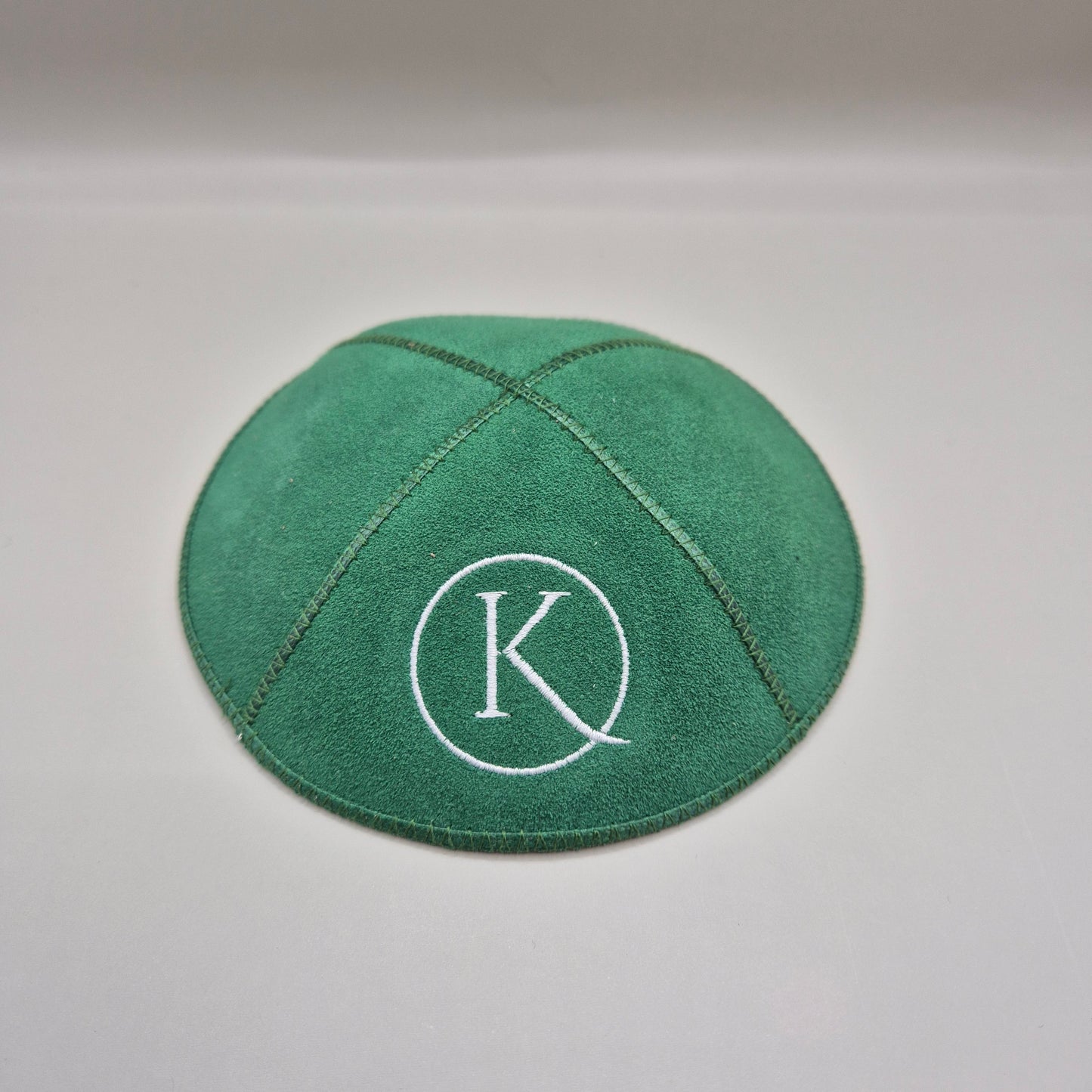 Green Emerald Cow Hide Leather Personalised Kippot