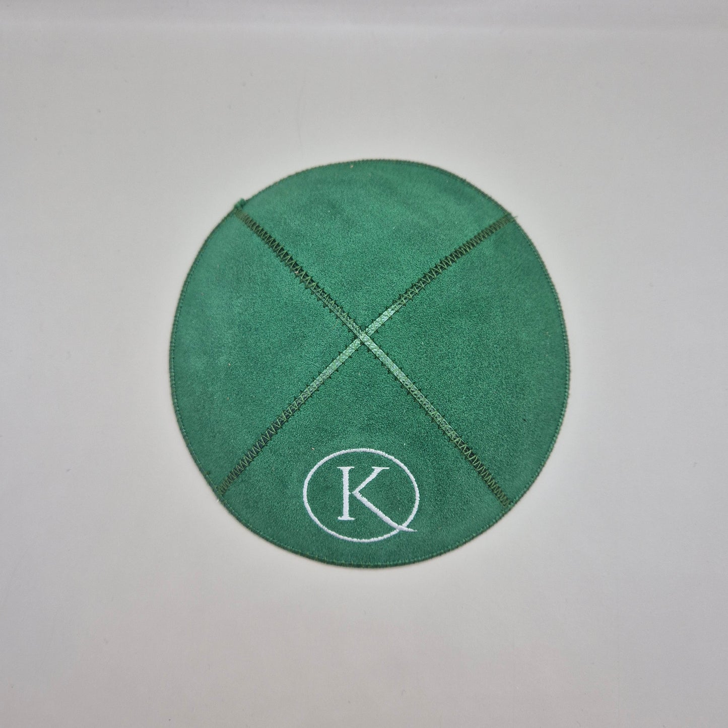 Green Emerald Cow Hide Leather Personalised Kippot