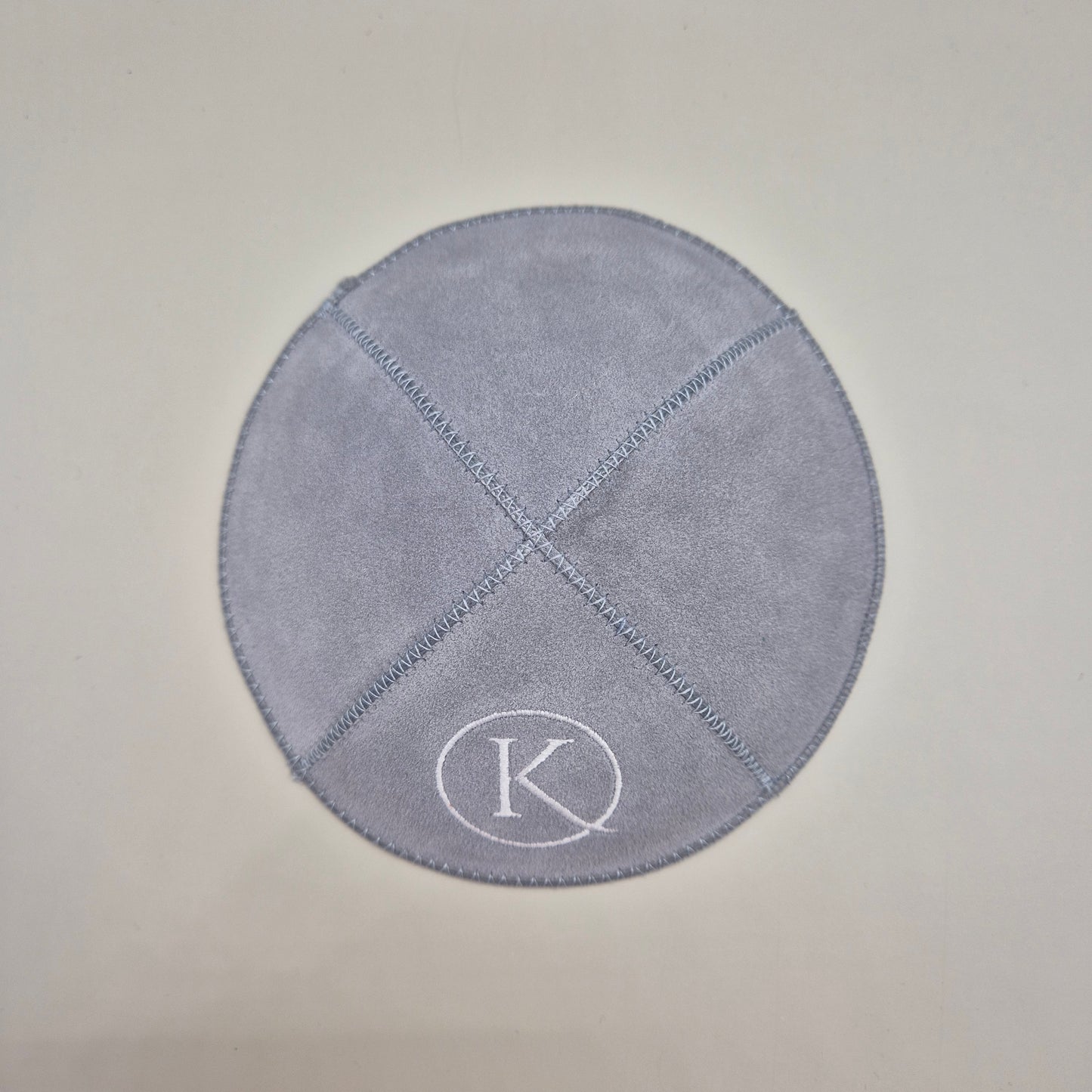 Grey Cow Hide Leather Personalised Kippot