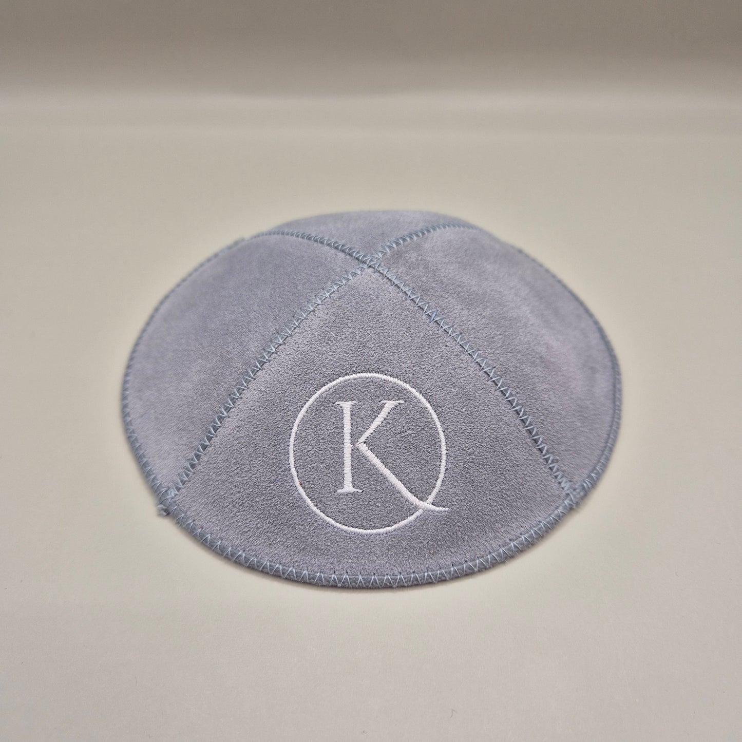 Grey Cow Hide Leather Personalised Kippot