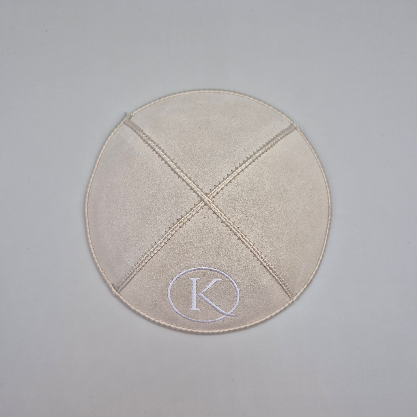 Light Beige Cow Hide Leather Personalised Kippot