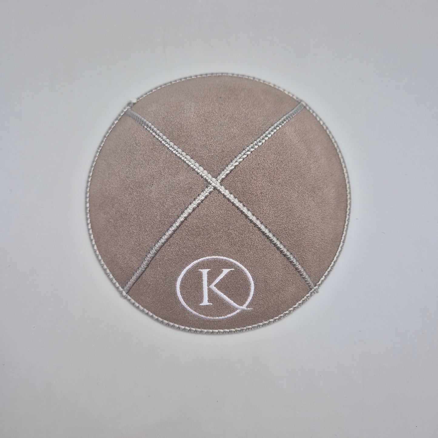 Light Taupe Cow Hide Leather Personalised Kippot