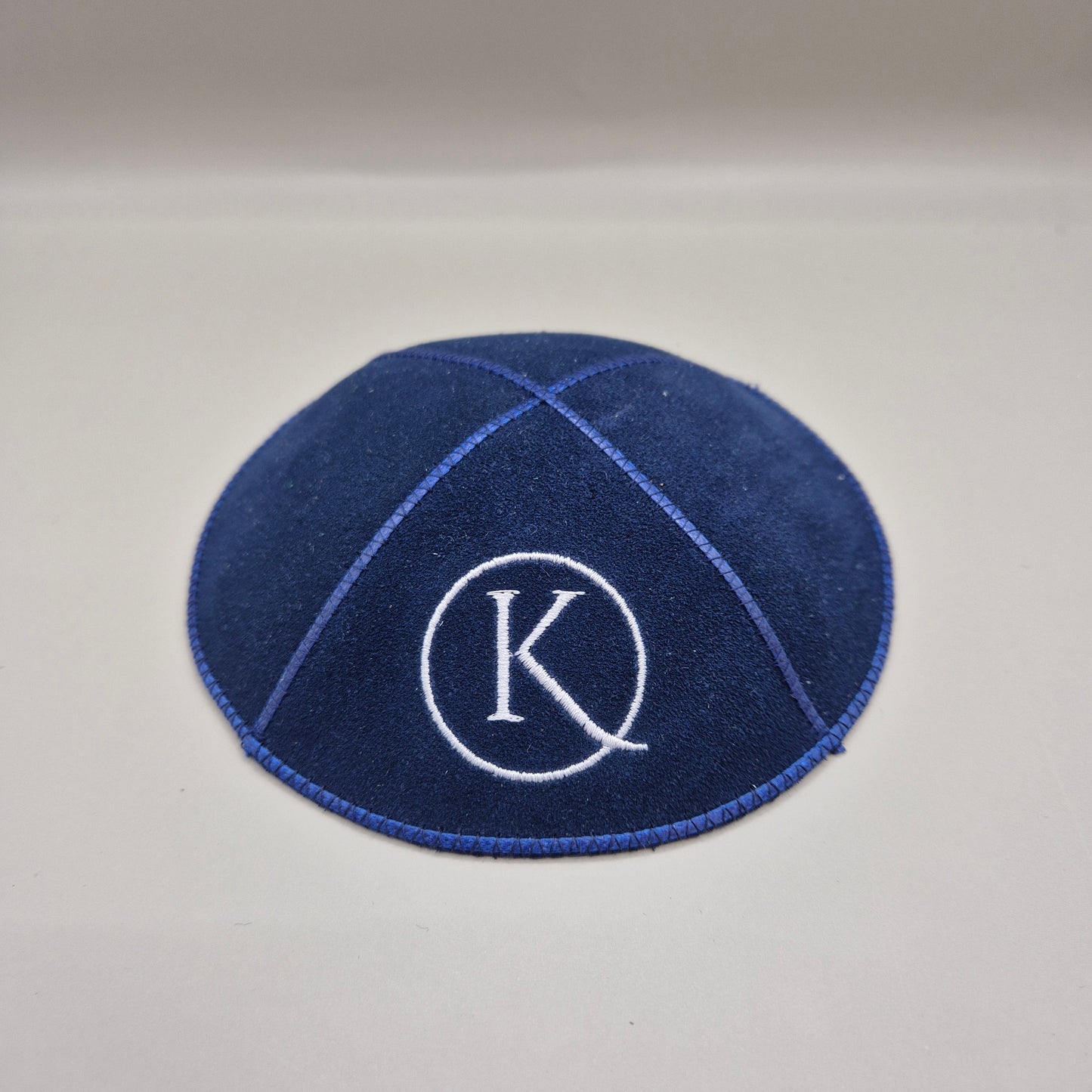 Navy Cow Hide Leather Personalised Kippot