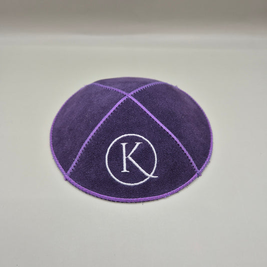 Purple Cow Hide Leather Personalised Kippot