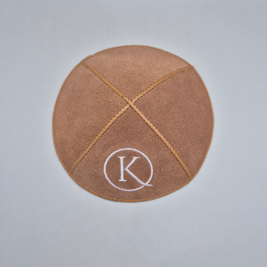 Tan Cow Hide Leather Personalised Kippot