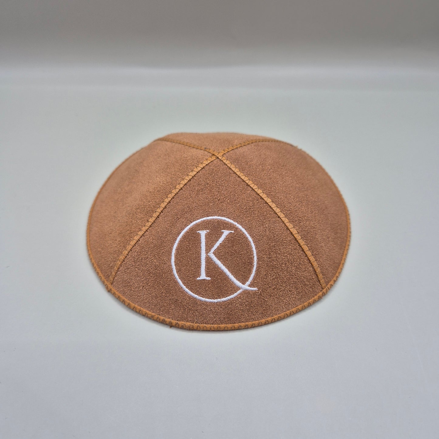 Tan Cow Hide Leather Personalised Kippot