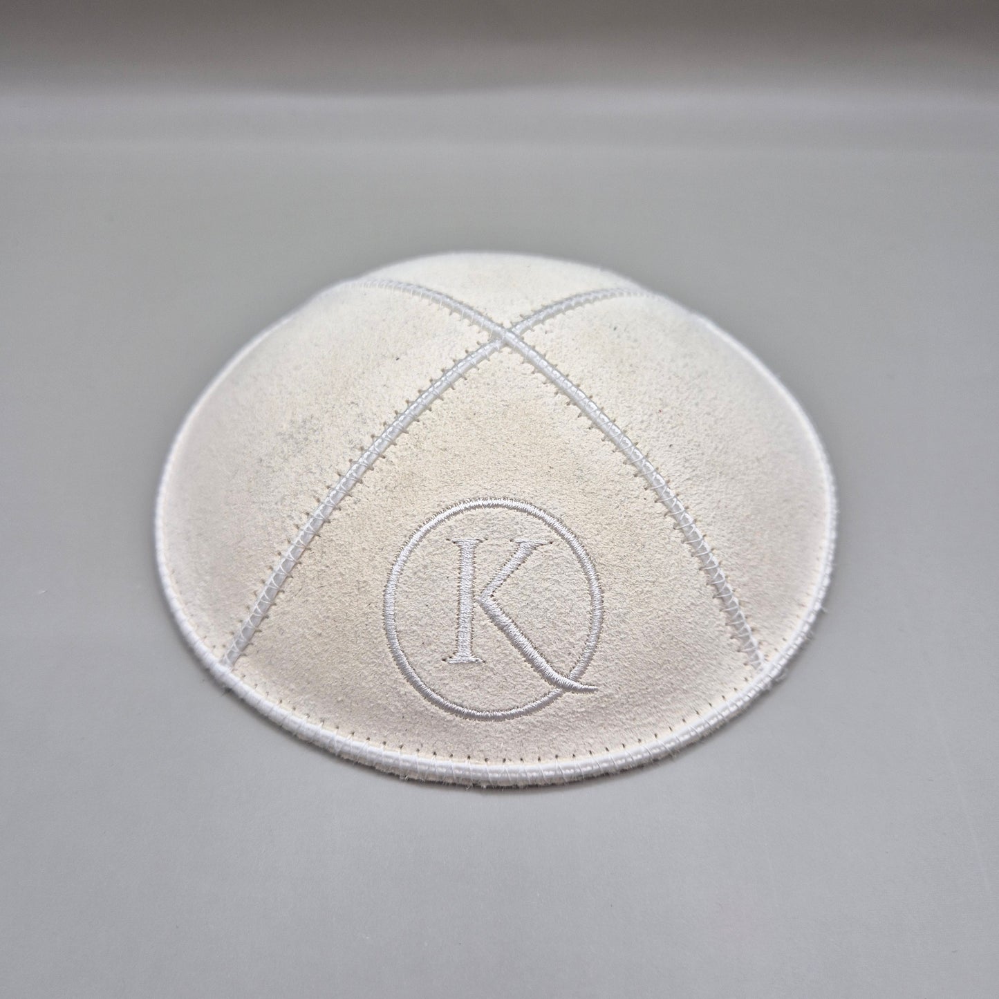 White Cow Hide Leather Personalised Kippot